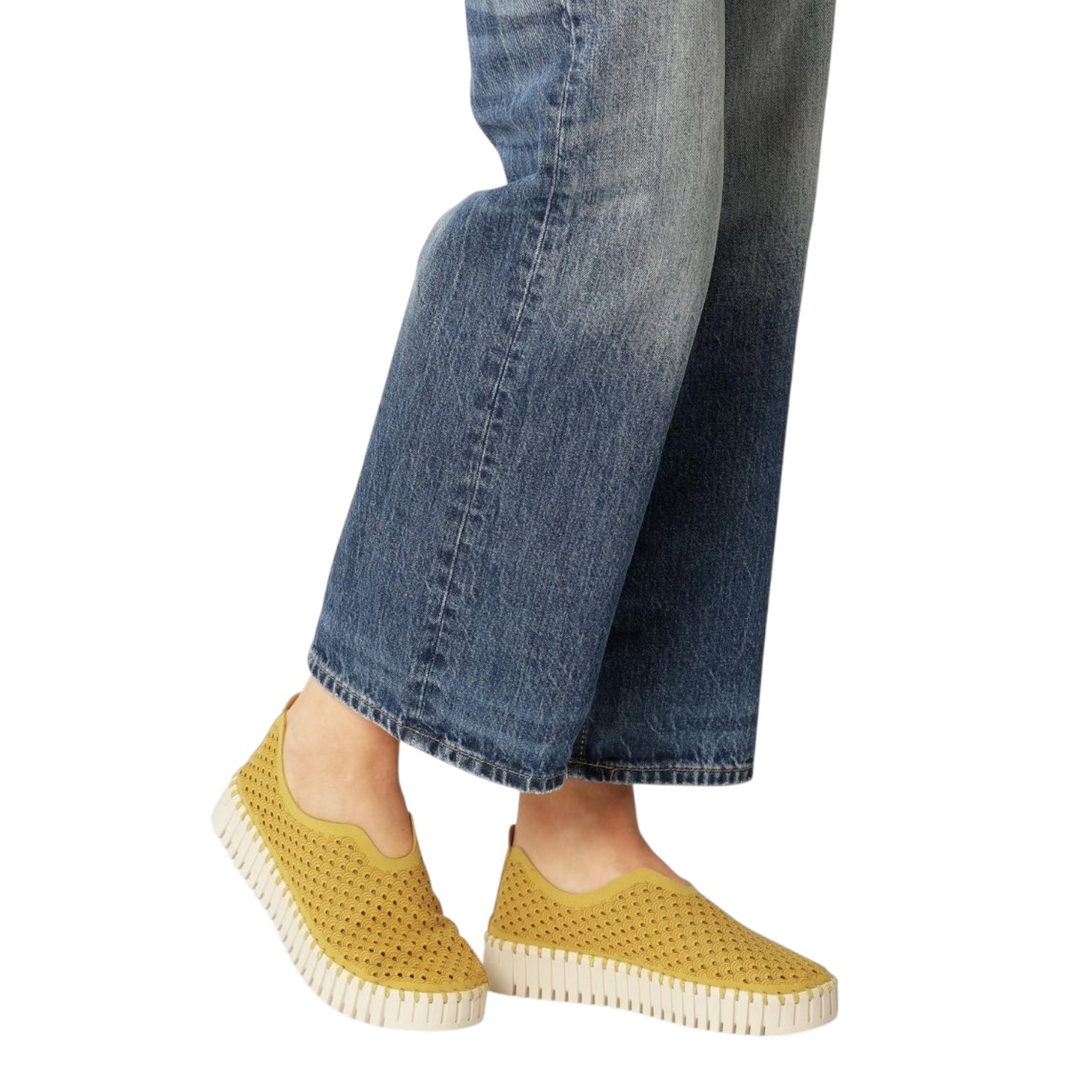 Ilse Jacobsen Tulip Mocassino Donna Platform Traforato Giallo