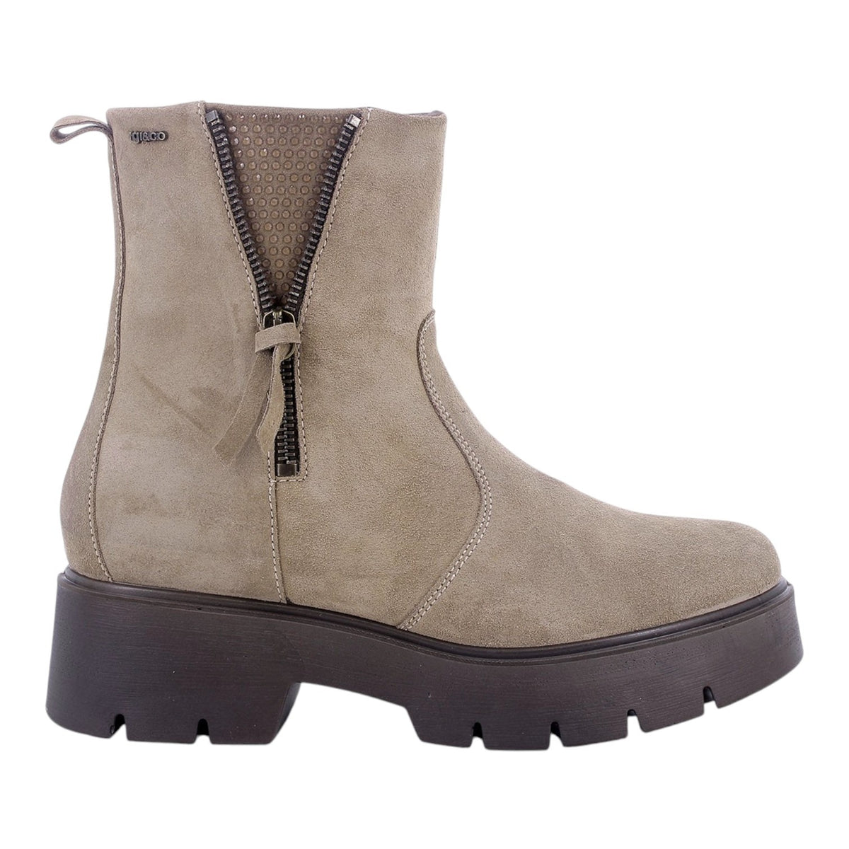 Igi&Co Stivaletto Donna Scamosciato Fango con Strass e Zip Decorativa