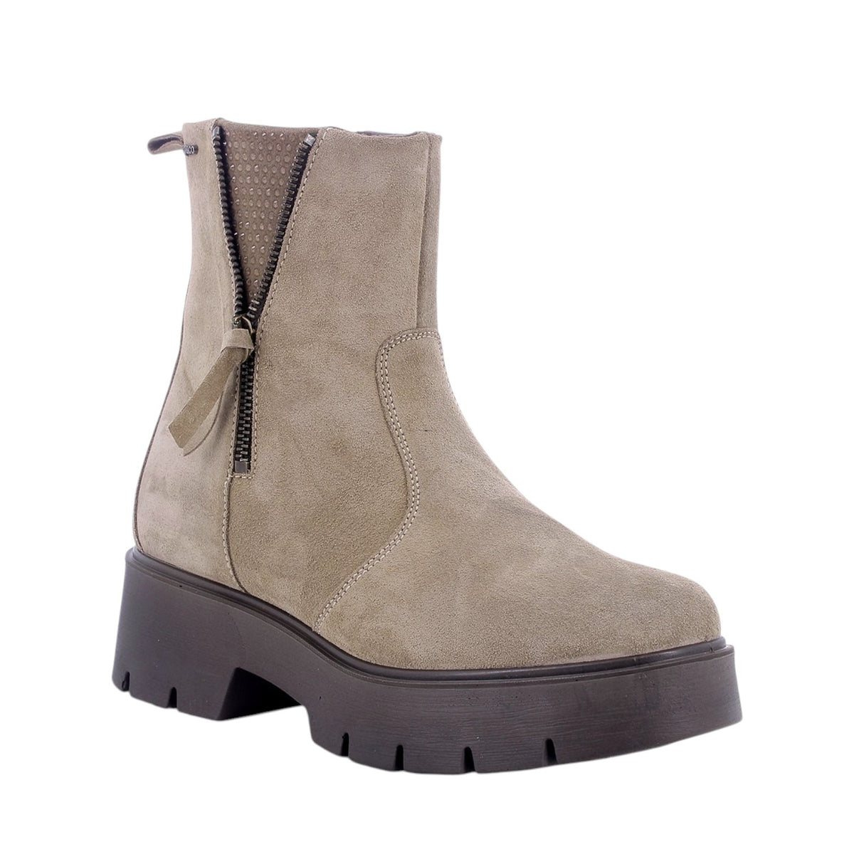 Igi&Co Stivaletto Donna Scamosciato Fango con Strass e Zip Decorativa