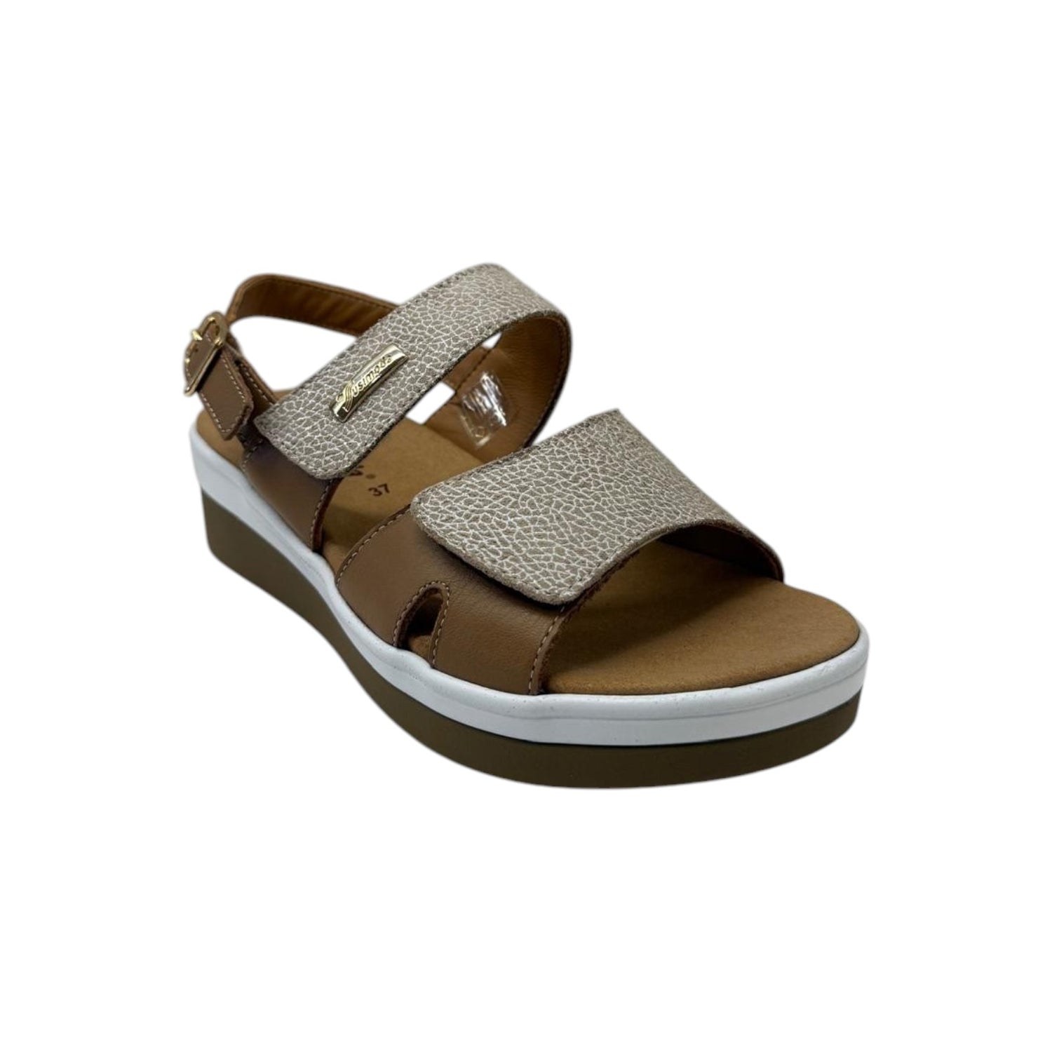Susimoda Sandalo Donna in Pelle Cammello con Zeppa Alta 40mm