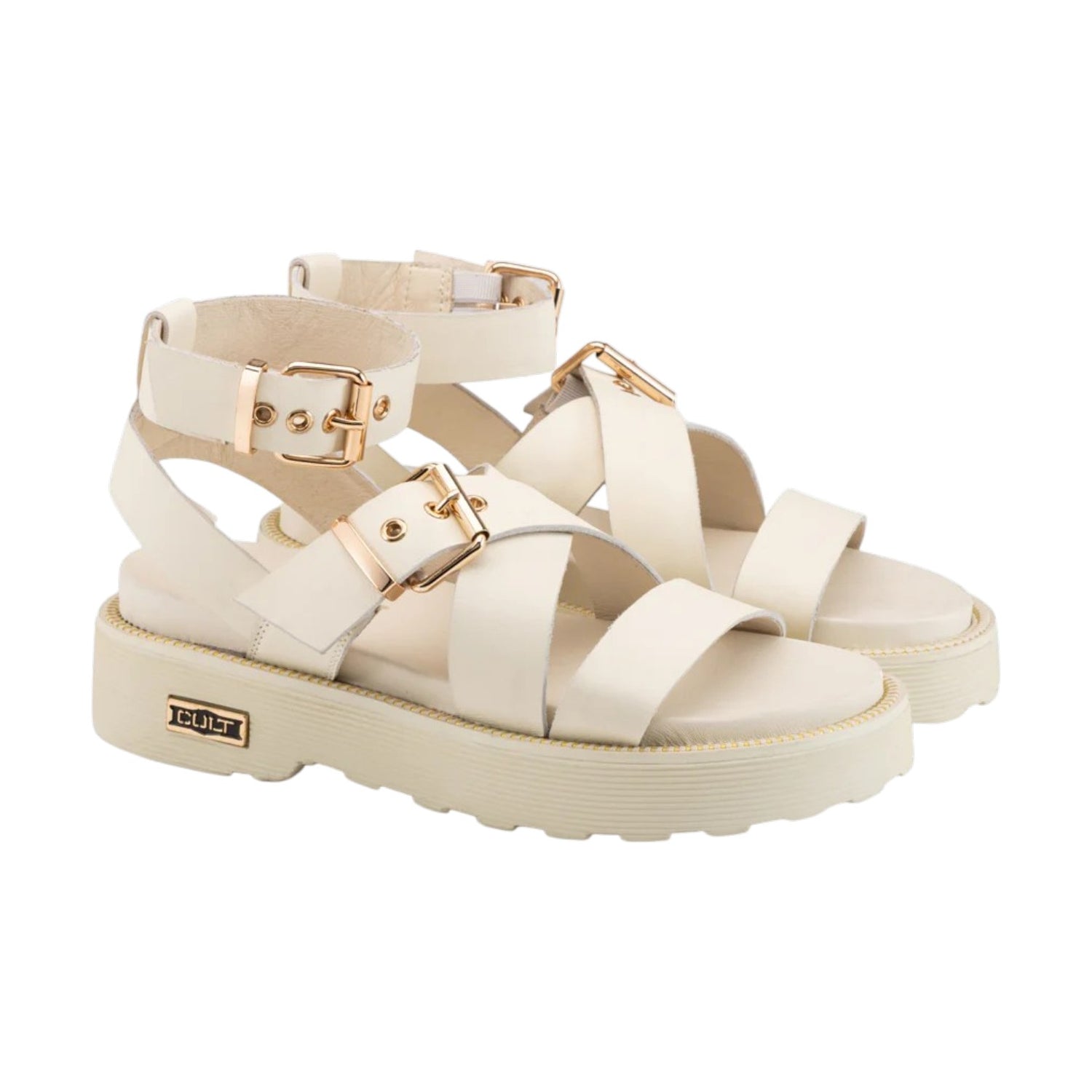 Cult Sandalo Donna in Pelle Bianco Sporco