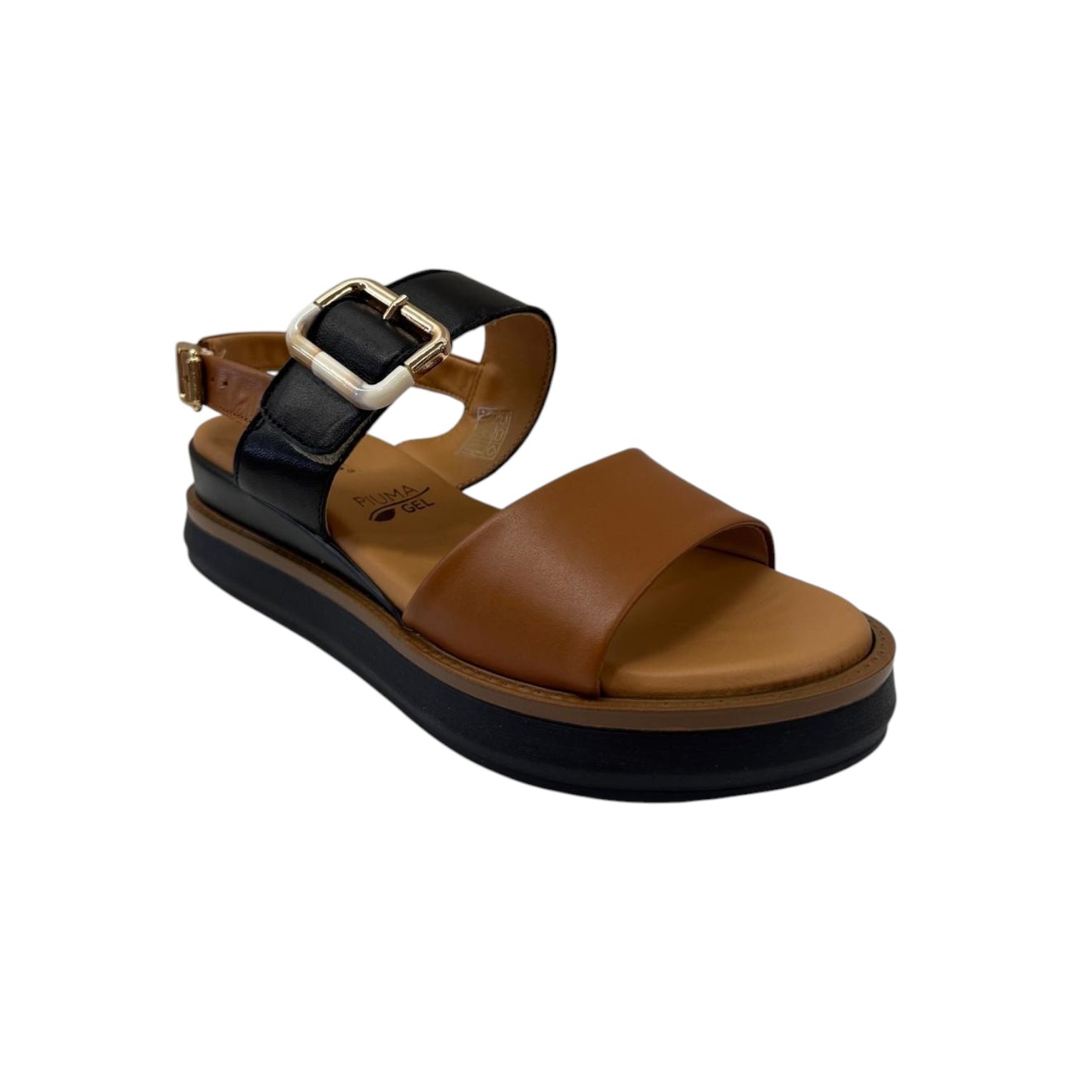 Susimoda Sandalo Donna in Pelle Cuoio Nero con Zeppa Alta 45mm