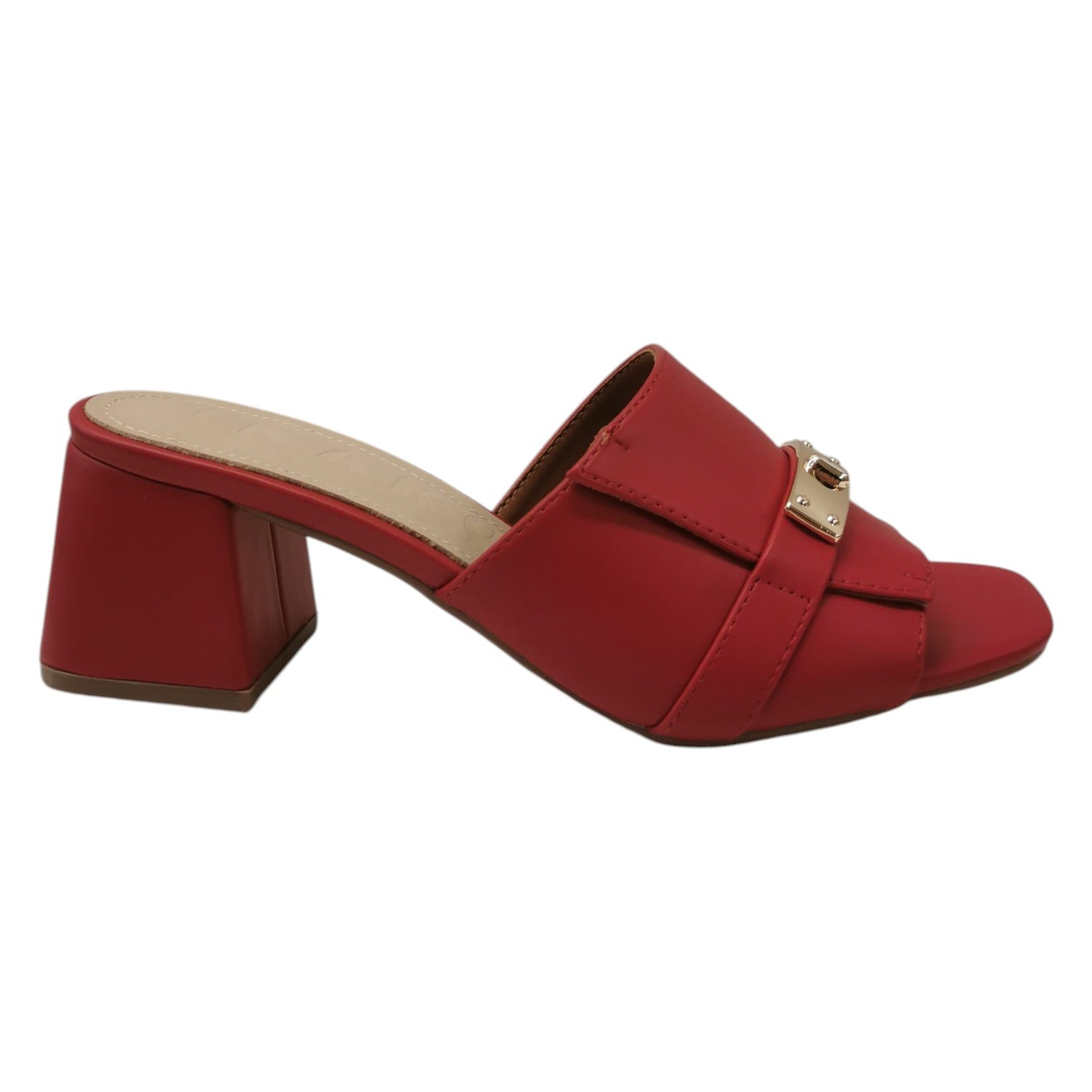 IKaros Scalzato Donna in Ecopelle Rossa e Tacco Largo Alto 65mm