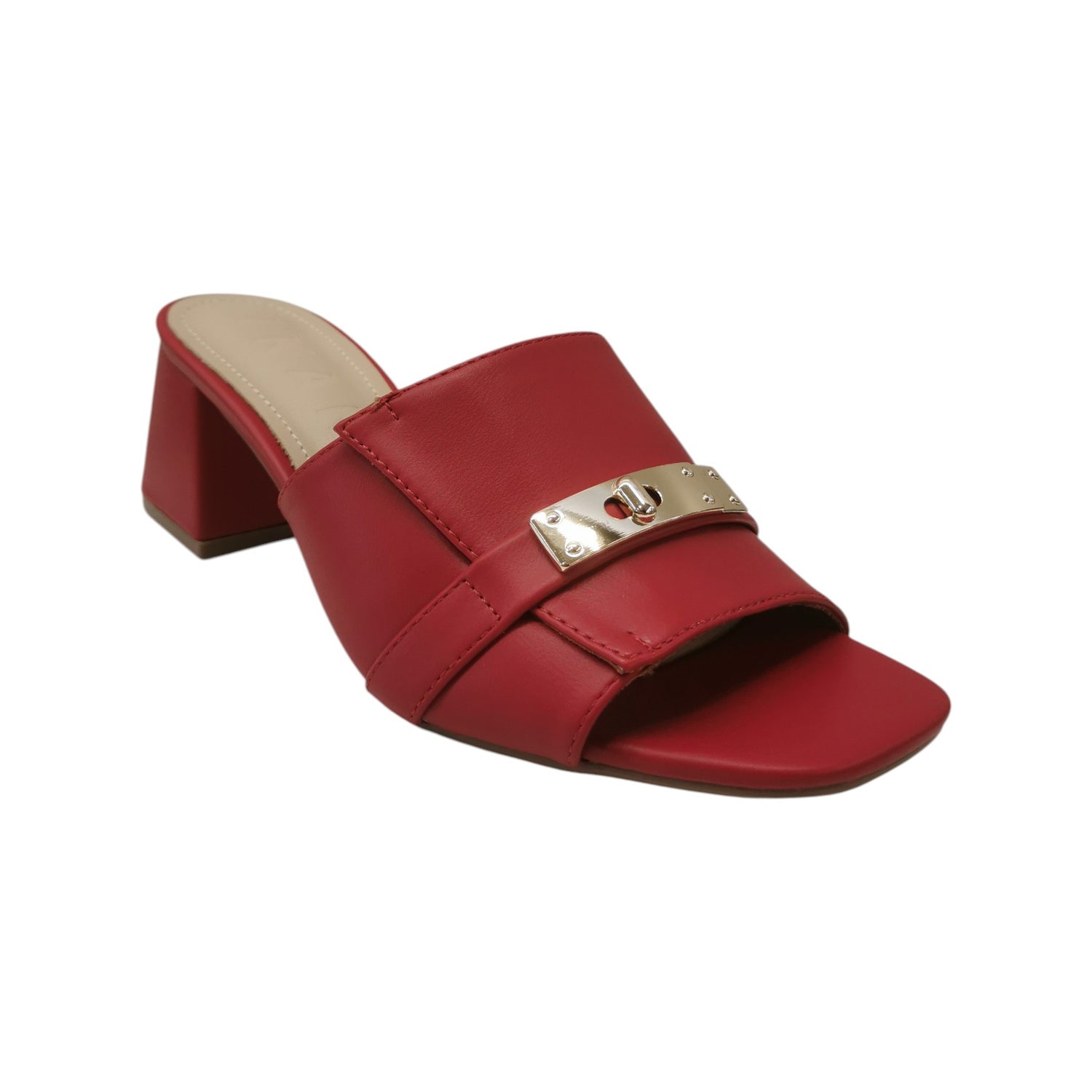IKaros Scalzato Donna in Ecopelle Rossa e Tacco Largo Alto 65mm