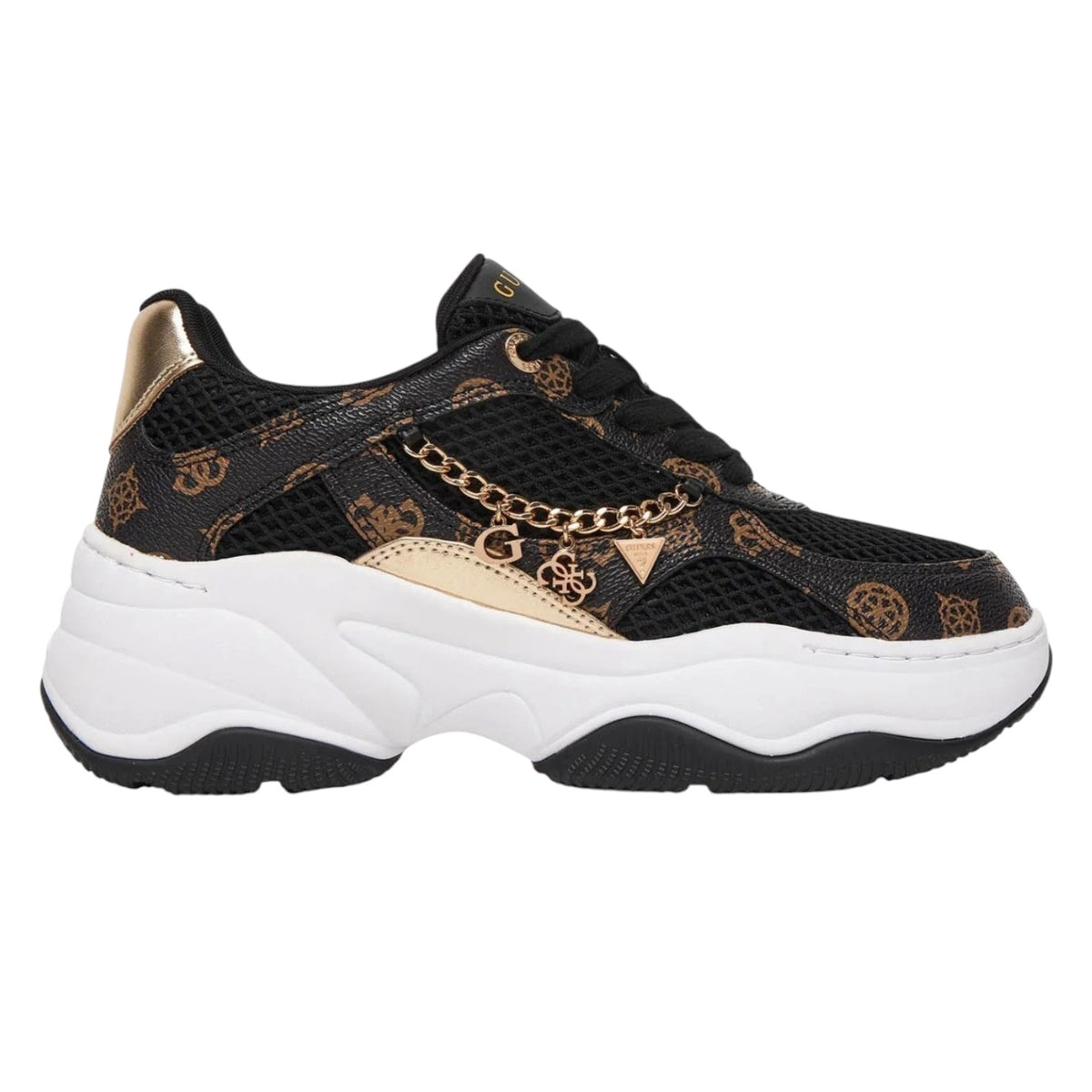 Guess Sneakers Donna Nero Marrone Logo e Charms