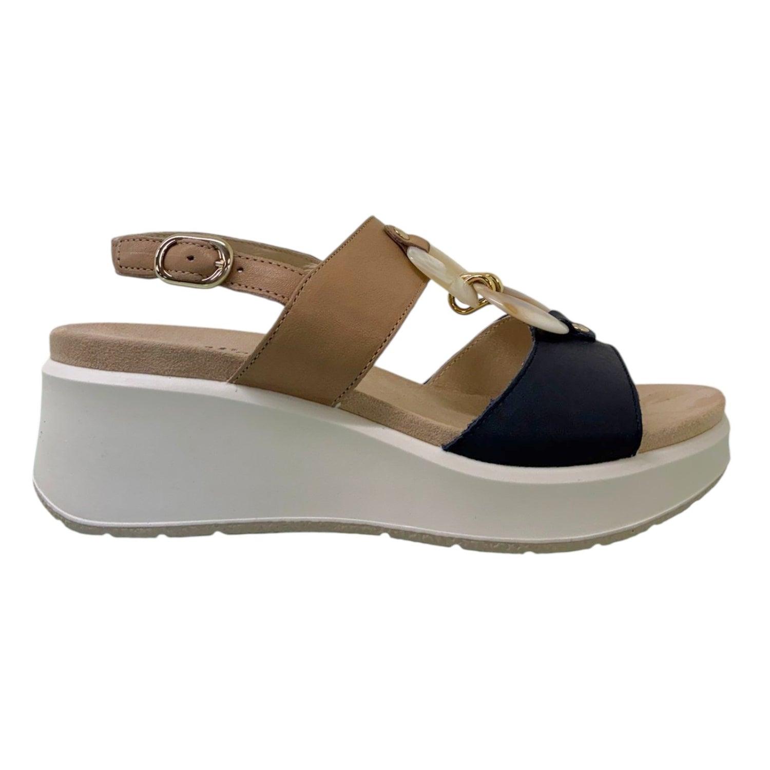 Enval Soft Sandalo Donna Blu Corda con Accessorio e Zeppa Alta 60mm