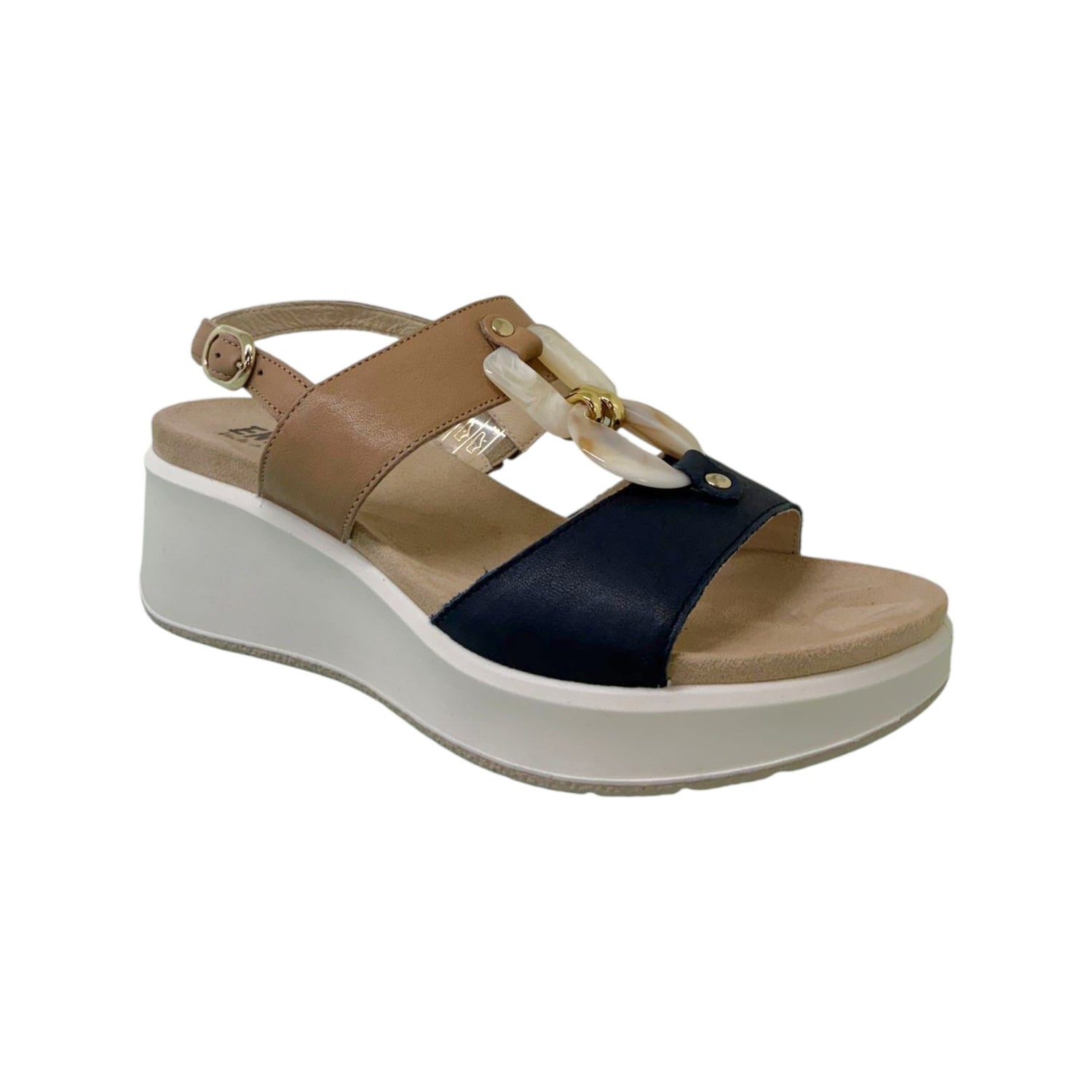 Enval Soft Sandalo Donna Blu Corda con Accessorio e Zeppa Alta 60mm