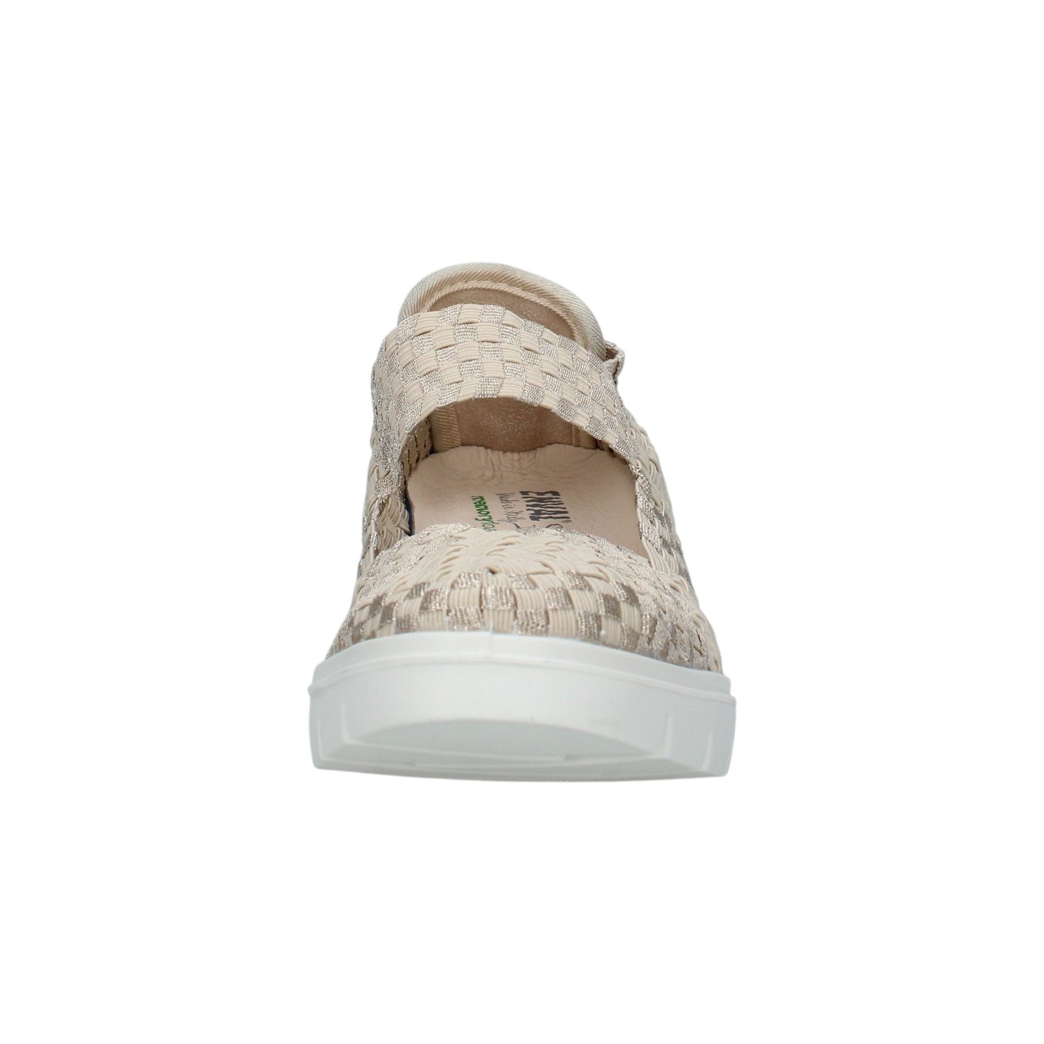 Enval Soft Ballerina Donna Intrecciato in Tessuto Beige con Zeppa Alta 55mm