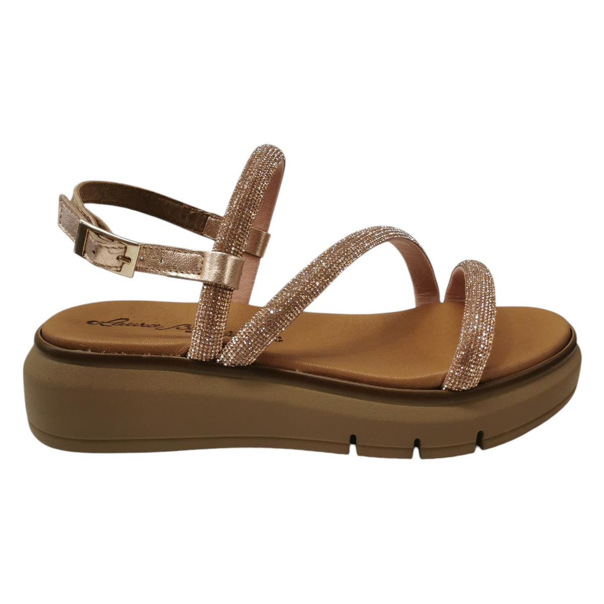 Laura Bizzarri Sandalo Donna in Pelle Rame con Strass