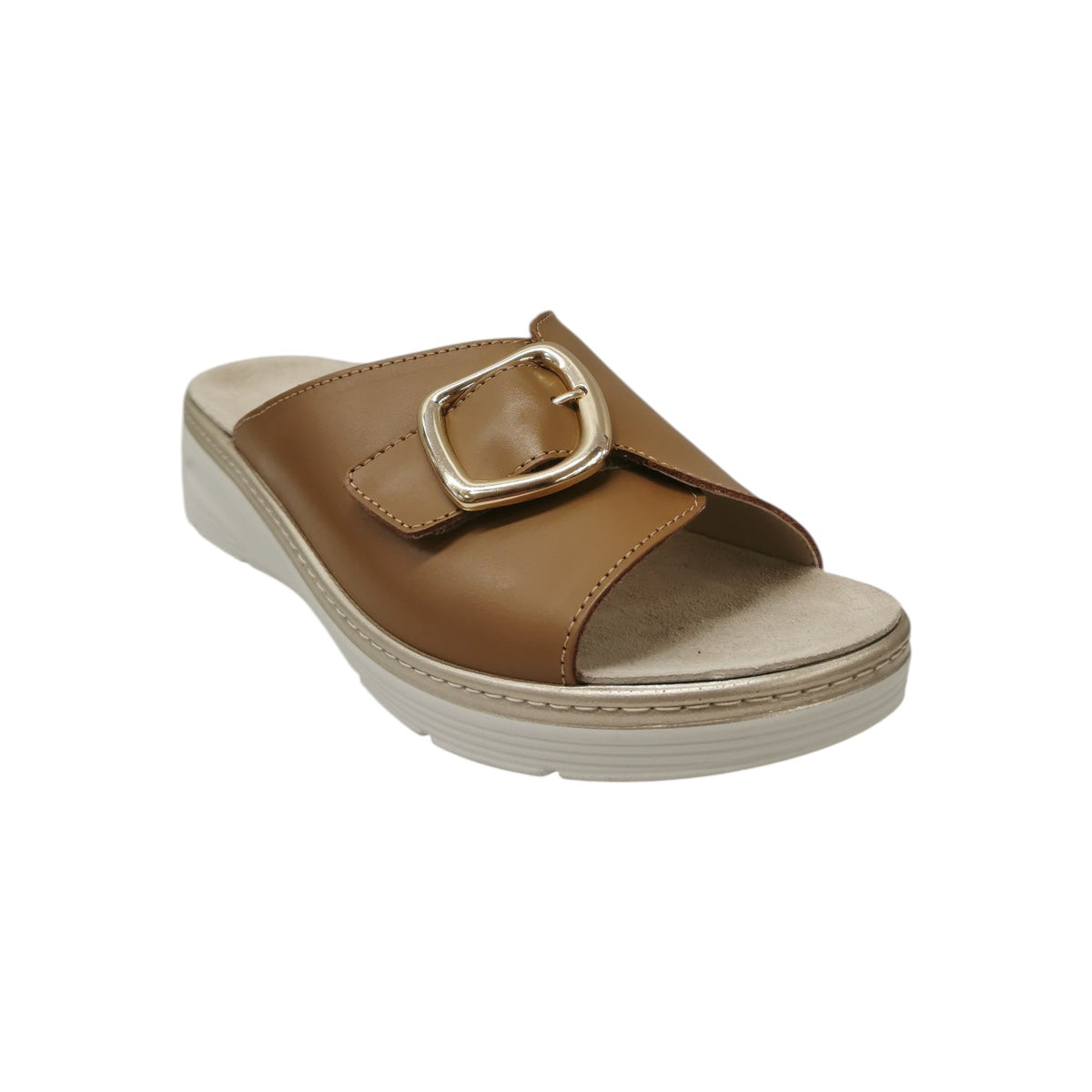 Melluso Ciabatta Donna in Pelle Cuoio con Plantare Estraibile