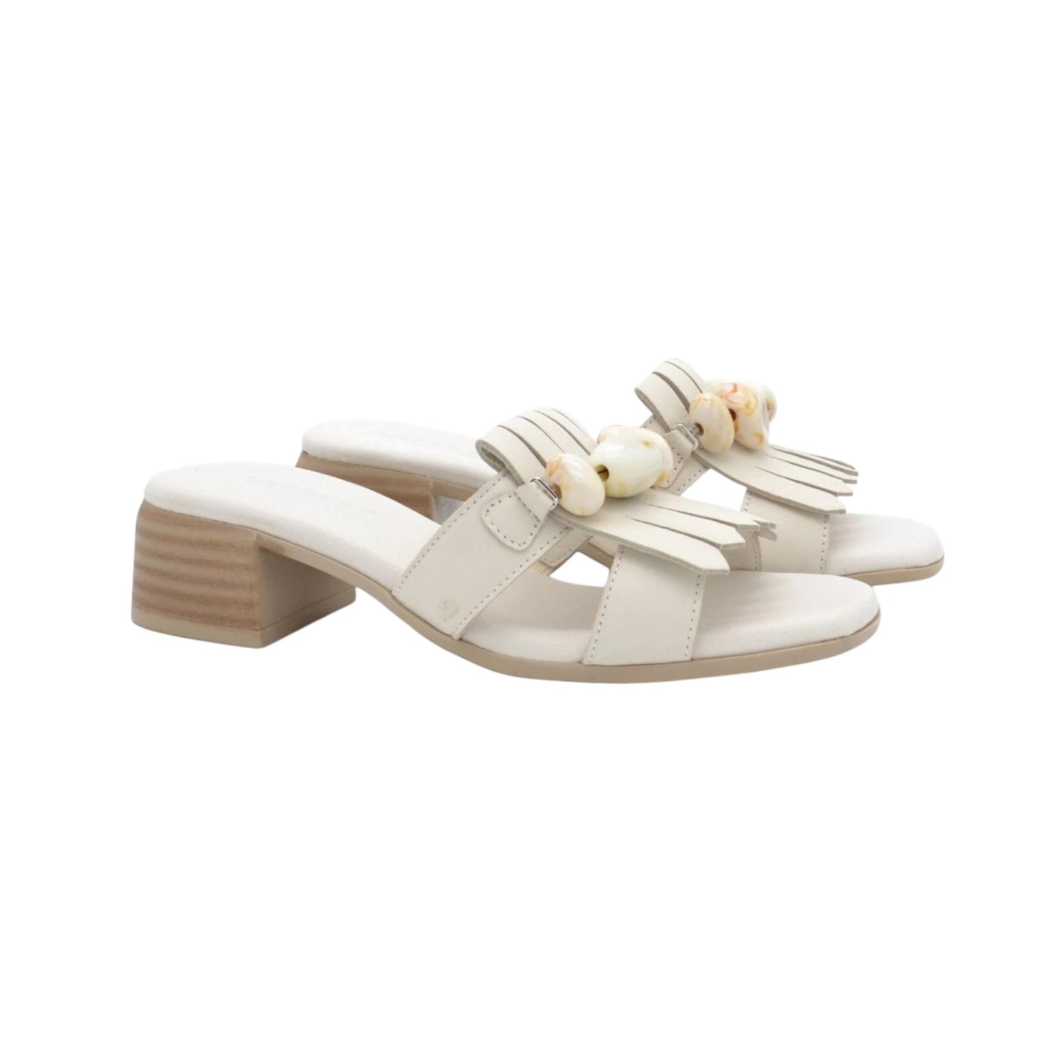 Melluso Scalzato Donna in Pelle Crema con Tacco Largo Alto 45mm