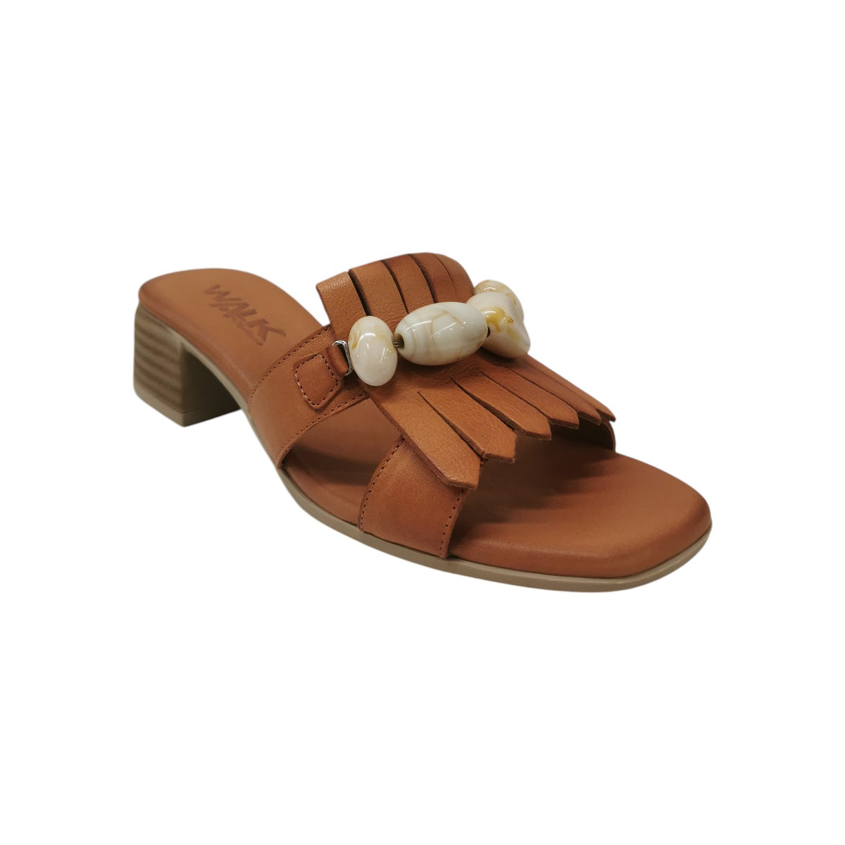 Melluso Scalzato Donna in Pelle Cuoio con Tacco Largo Alto 45mm