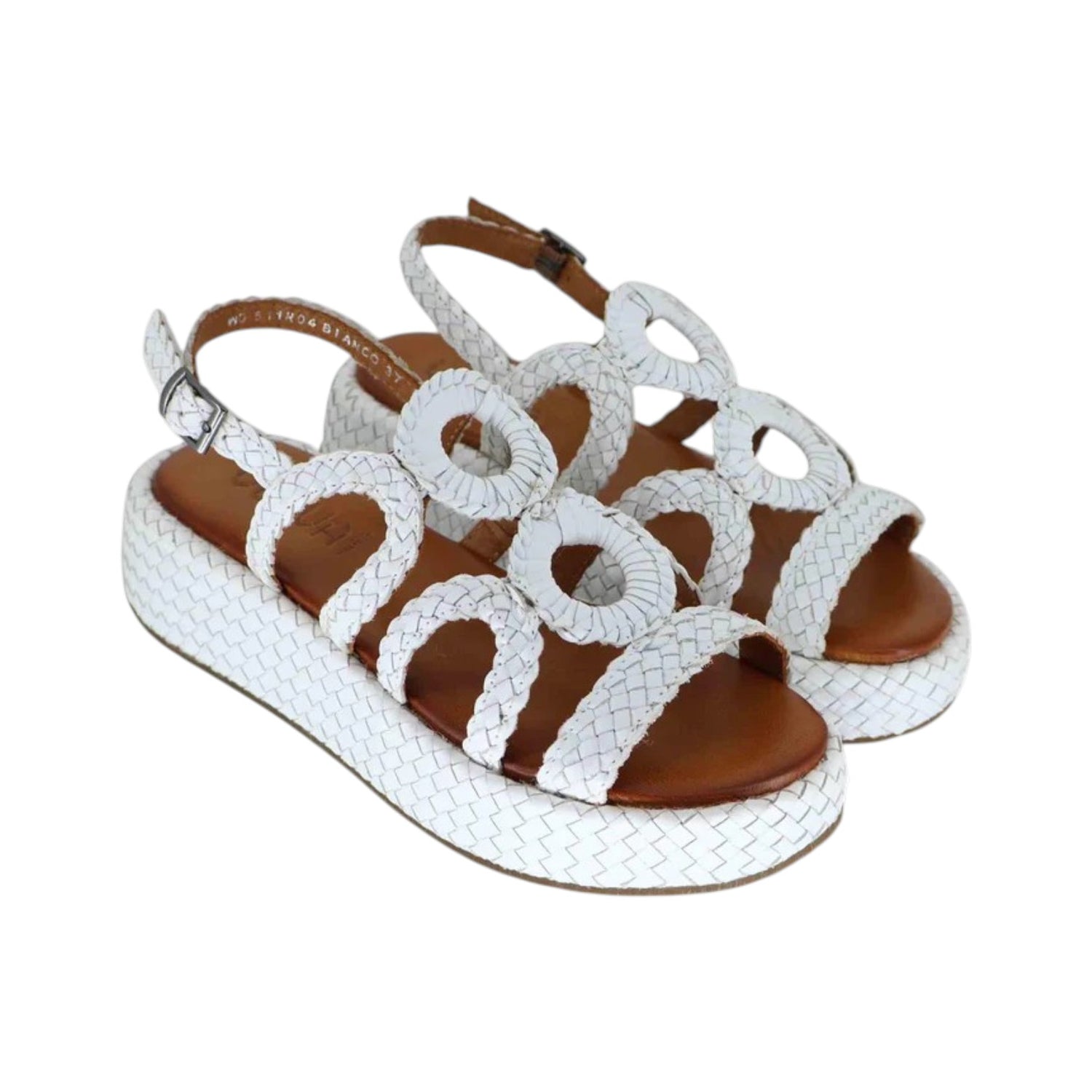 Vueva Sandalo Donna in Pelle Intrecciata Bianca