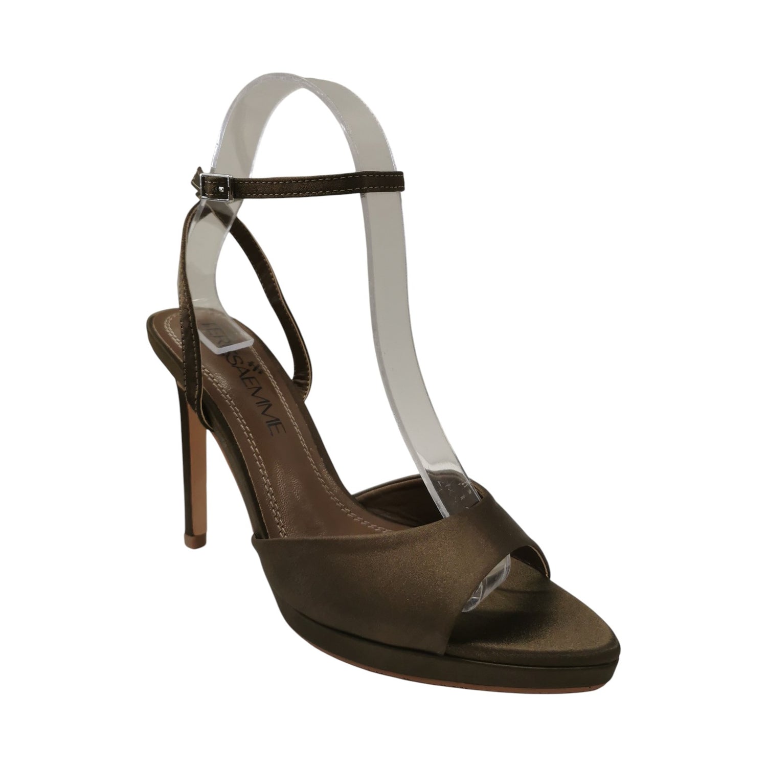 Teresaemme Sandalo Donna in Raso Bronzo con Tacco a Stiletto Alto 110mm