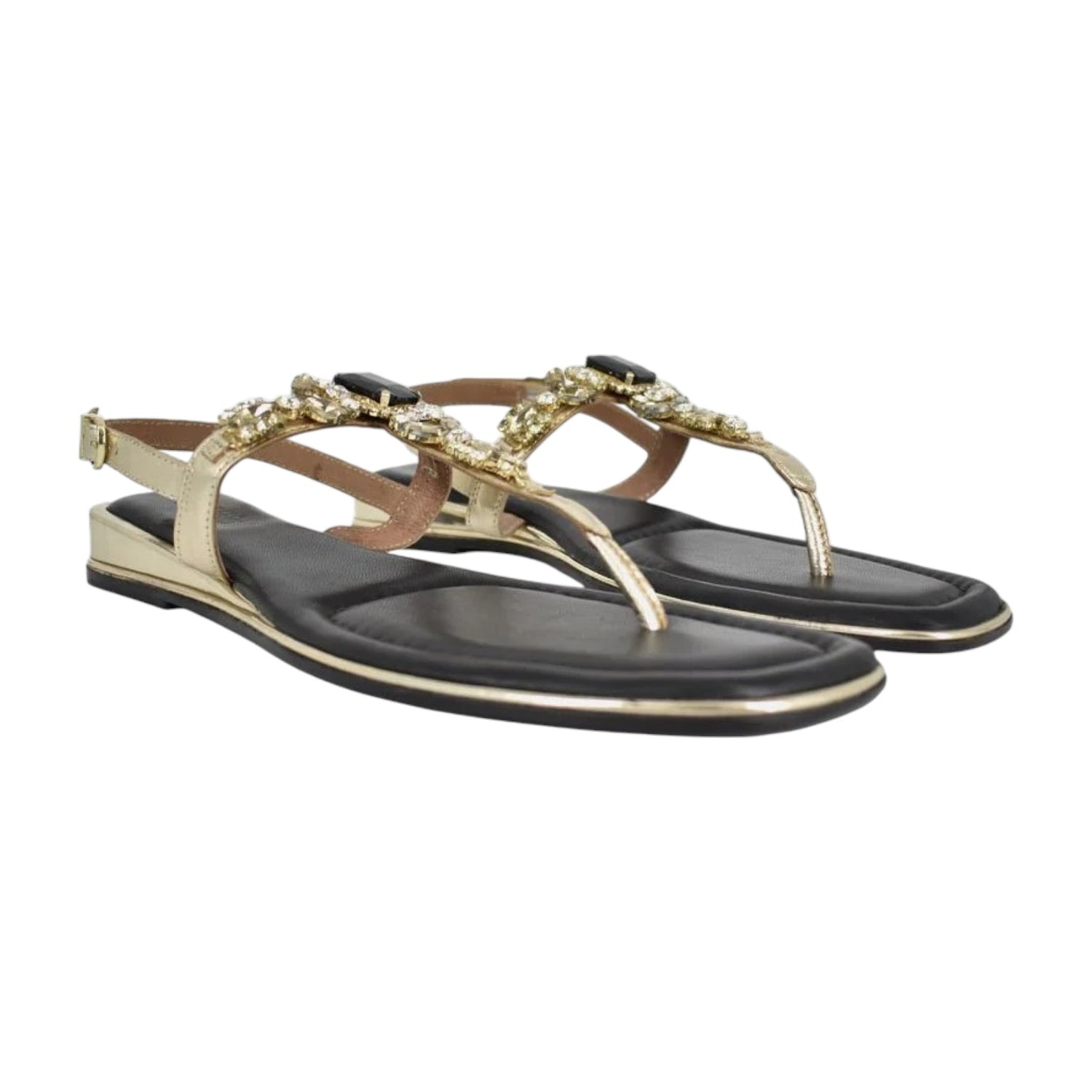 Bottega Smeralda Infradito Gioiello Donna in Pelle Oro Nero