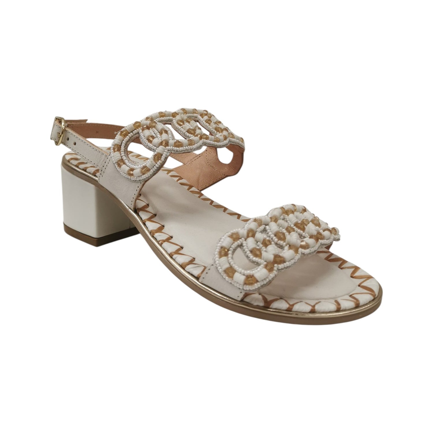 Bottega Smeralda Sandalo Donna in Pelle Bianca Beige con Tacco Alto 60mm