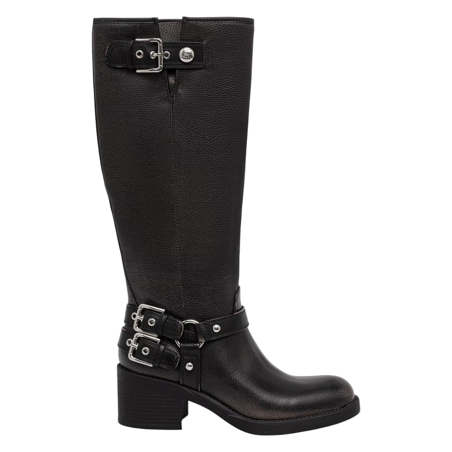 Guess Stivale Donna in Ecopelle Nera con Tacco Largo Alto 60mm