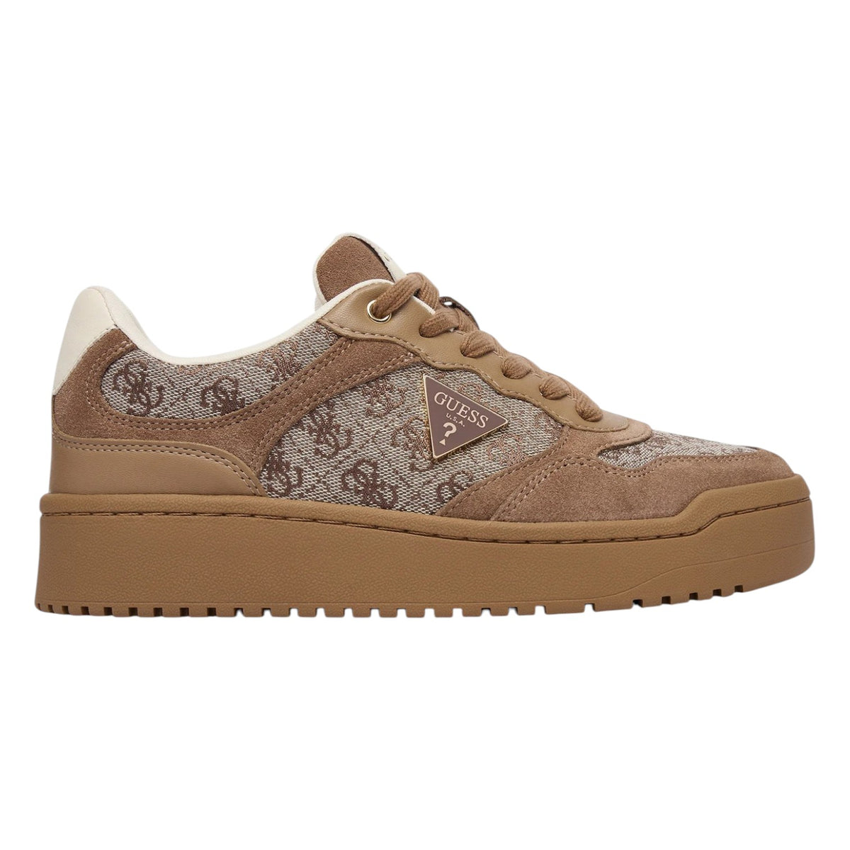 Guess Sneakers Donna in Camoscio e Tessuto Logato Tortora