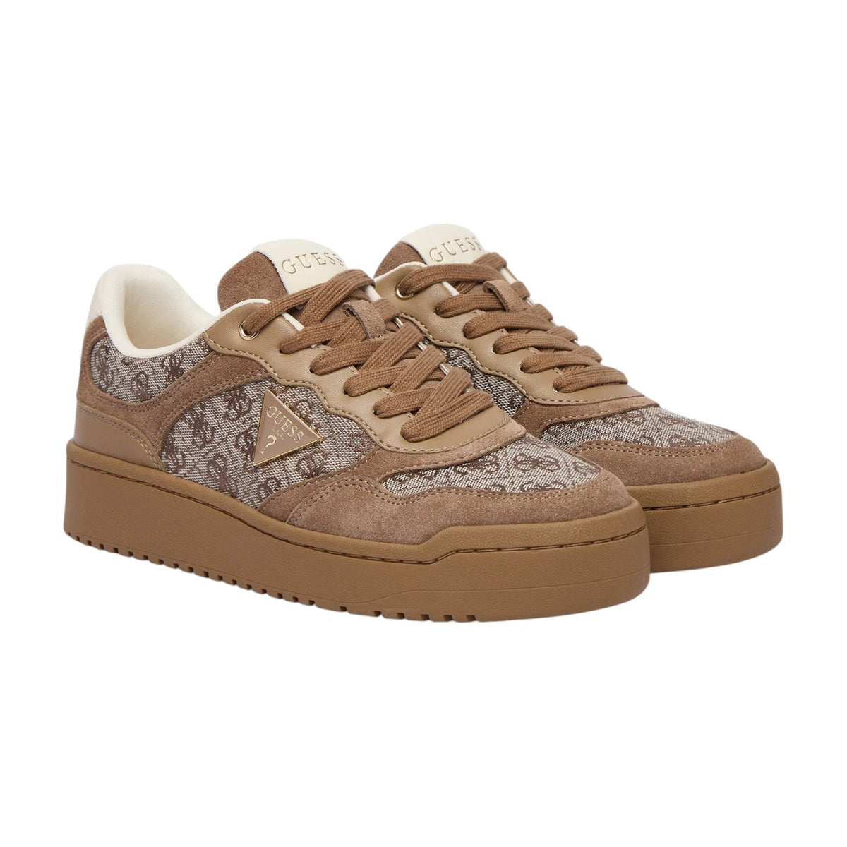 Guess Sneakers Donna in Camoscio e Tessuto Logato Tortora