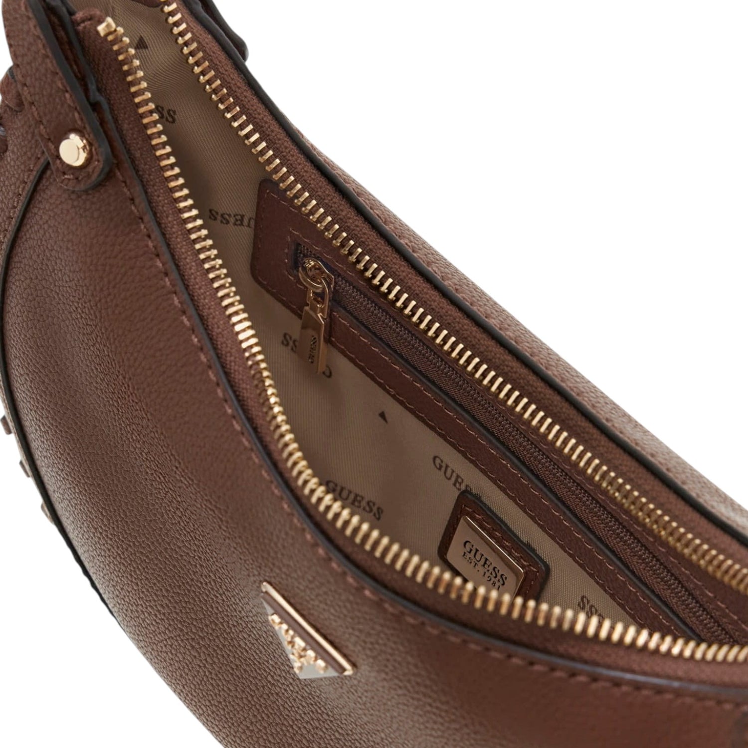 Guess Borsa a Spalla Donna Mezzaluna Cioccolato Petra