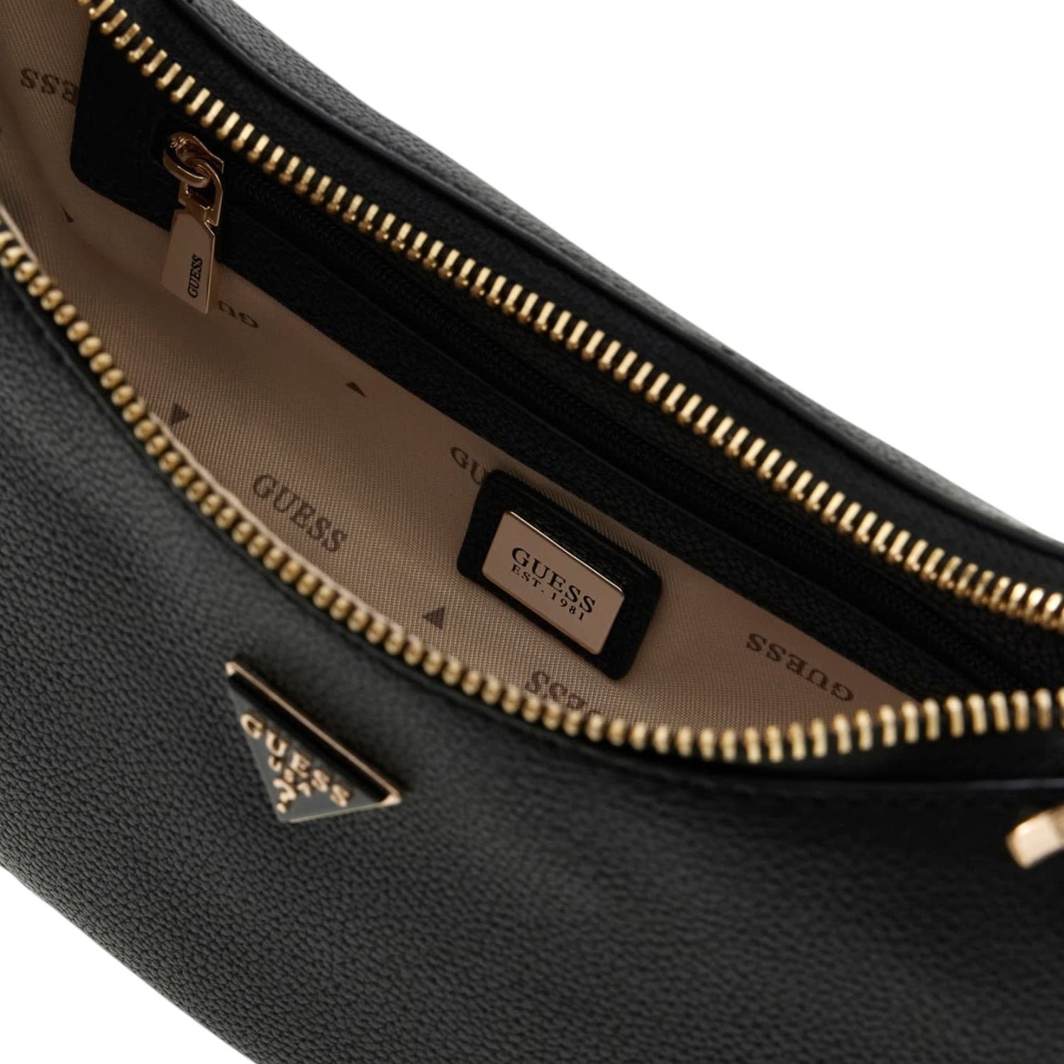 Guess Borsa a Spalla Donna Mezzaluna Nera Petra