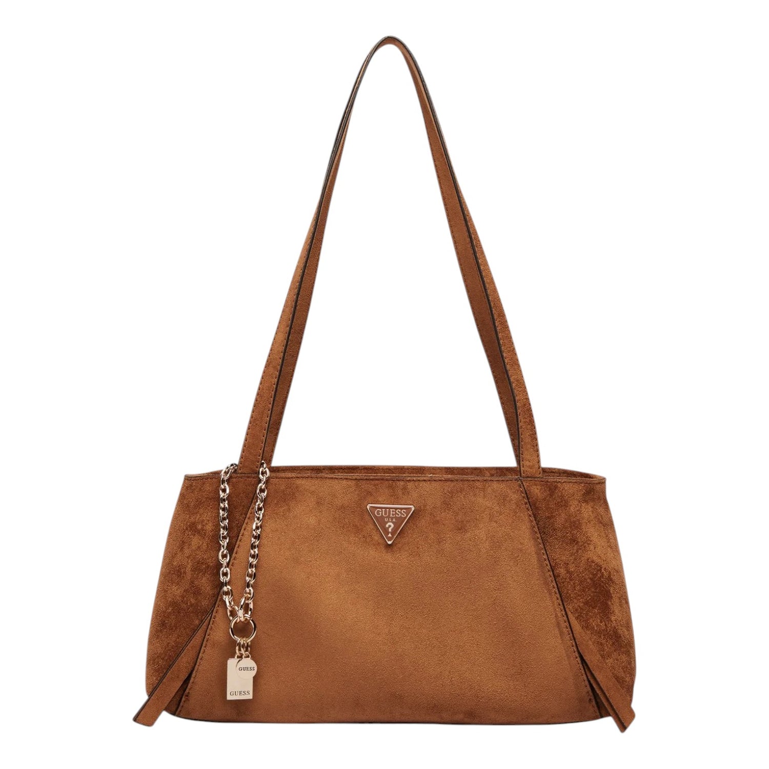 Guess Borsa a Spalla Donna Devon in Camoscio Cognac