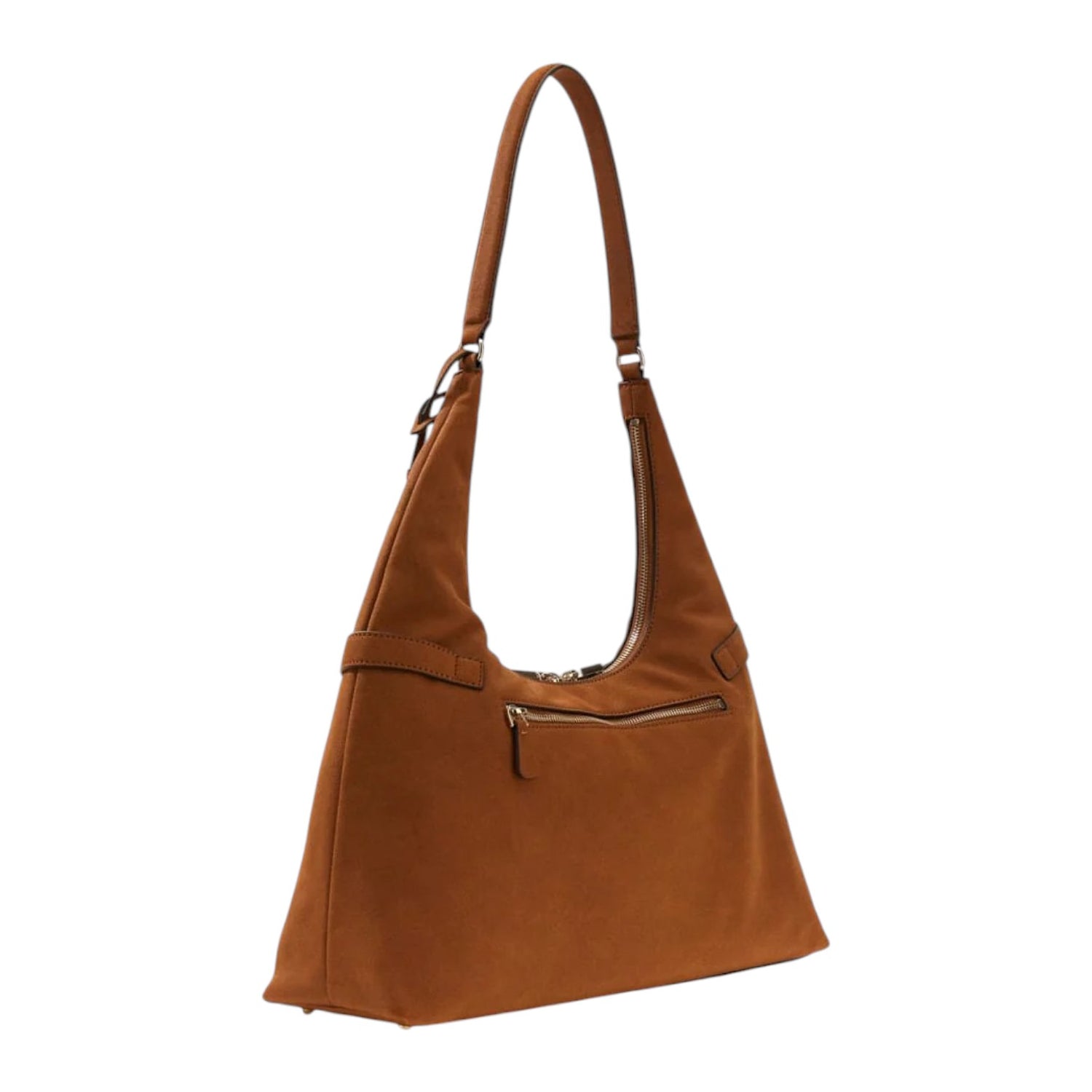 Guess Borsa a Spalla Donna Ella Hobo in Camoscio Sintetico Cognac