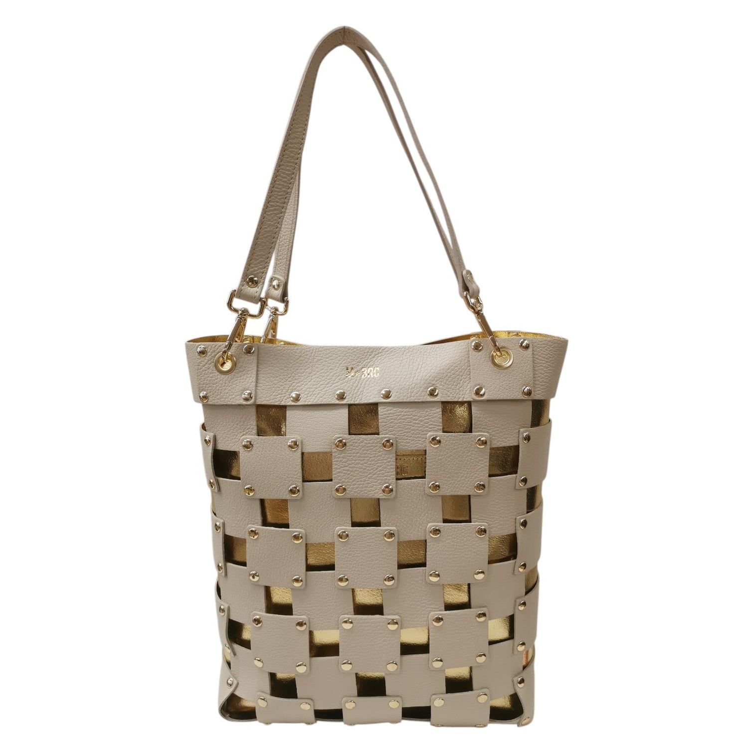 M Brc Borsa a Mano Donna in Pelle Avorio Linea Square