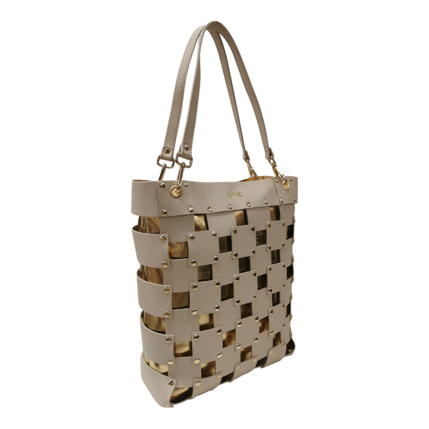 M Brc Borsa a Mano Donna in Pelle Avorio Linea Square